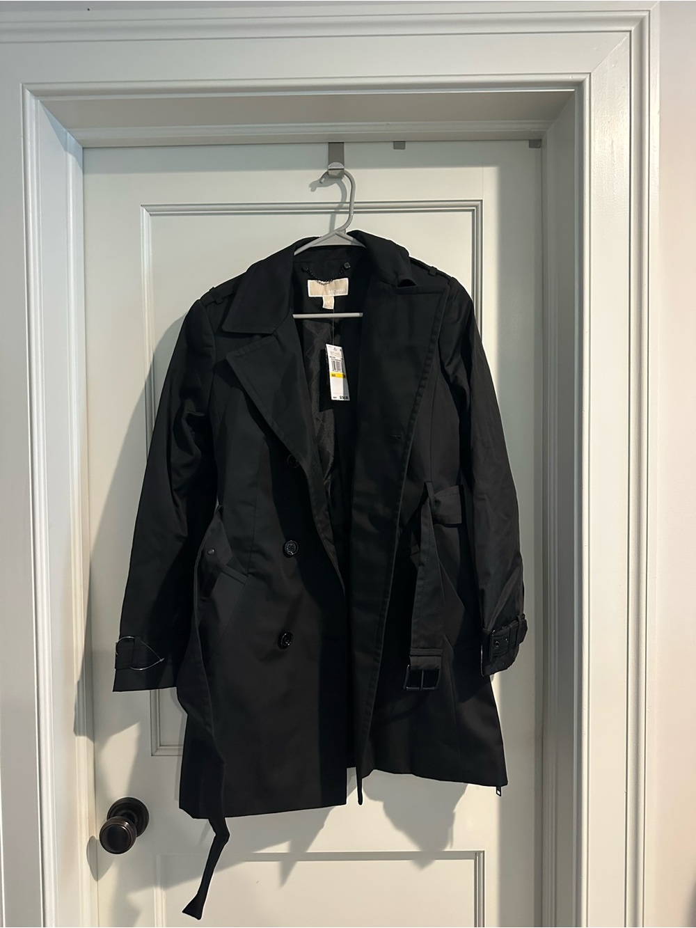NWT Michael Kors Black Double-Breasted Trench Coat